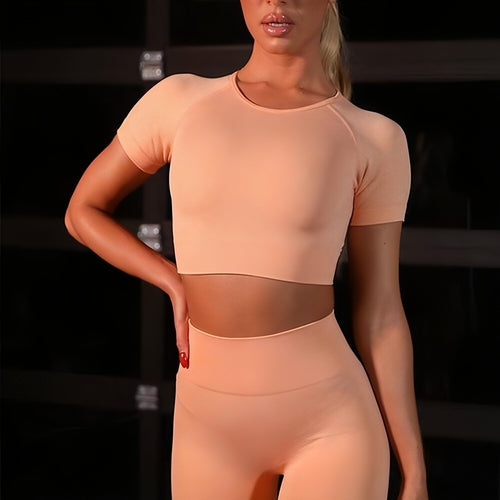 Seamless Short Sleeve Fitness Set