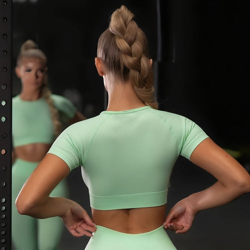 Seamless Short Sleeve Fitness Set