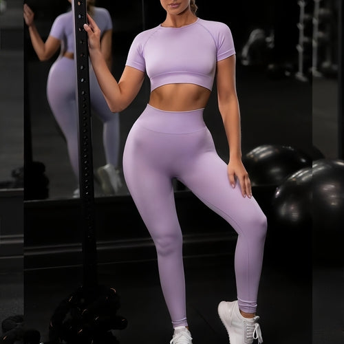 Seamless Short Sleeve Fitness Set