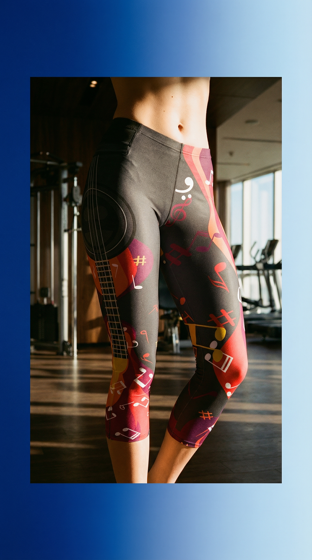 Guitar and Music Note Capri Leggings