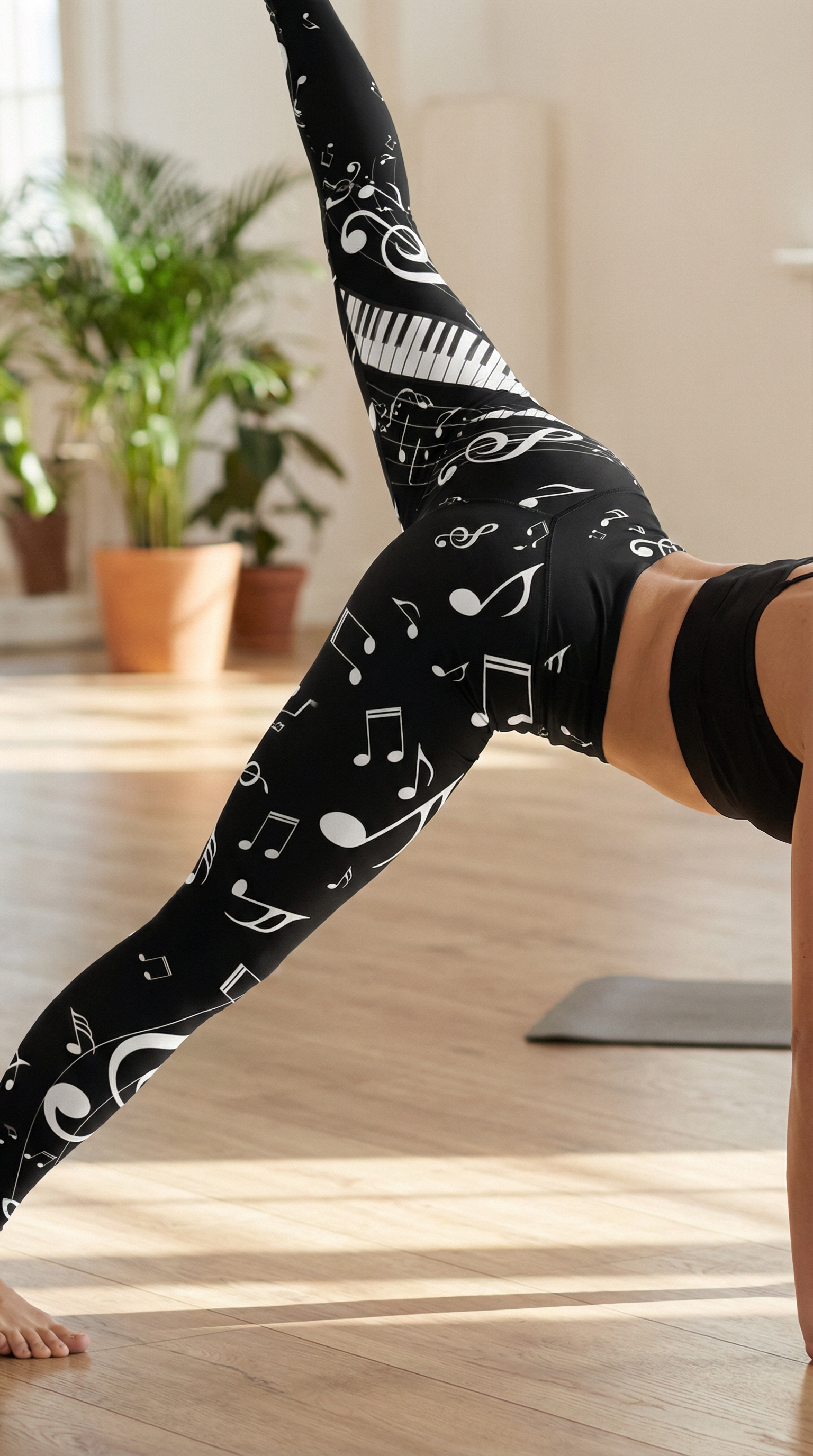 Piano Notes Black Leggings
