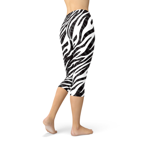 Zebra Stripes Capri Leggings