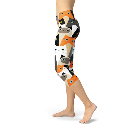 Cats Print Capri Leggings