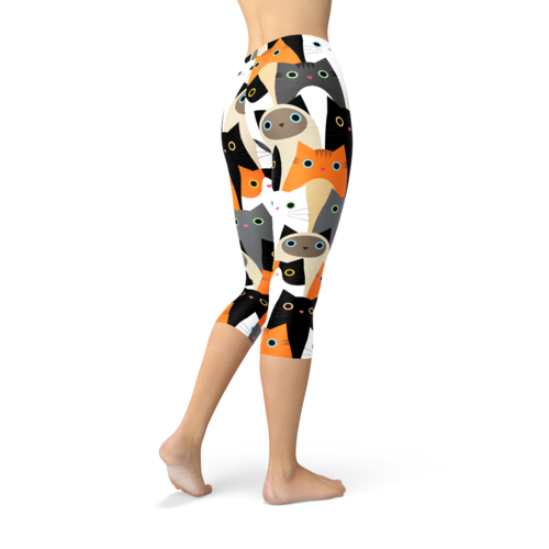 Cats Print Capri Leggings