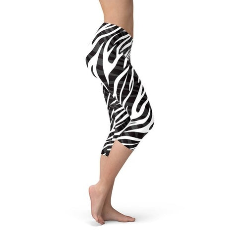Zebra Stripes Capri Leggings