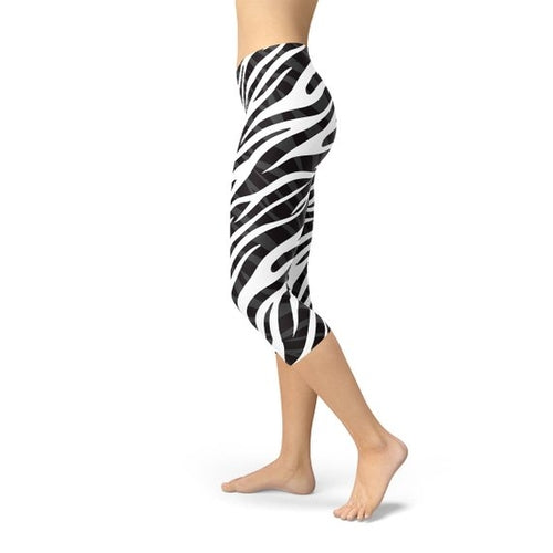 Zebra Stripes Capri Leggings