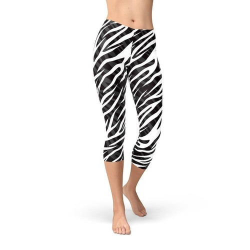 Zebra Stripes Capri Leggings