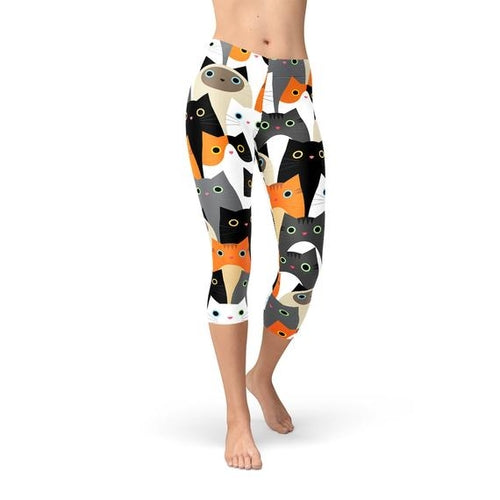 Cats Print Capri Leggings