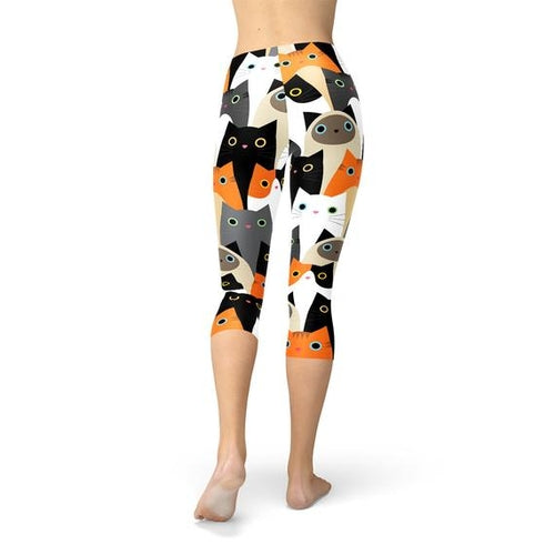 Cats Print Capri Leggings