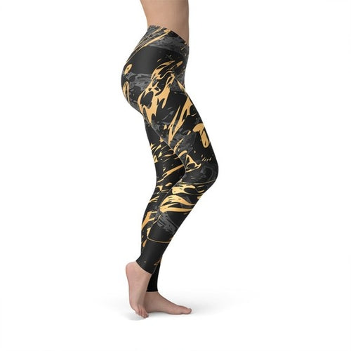 🖤✨ Women’s Black Marble w/ Gold Splash Leggings
