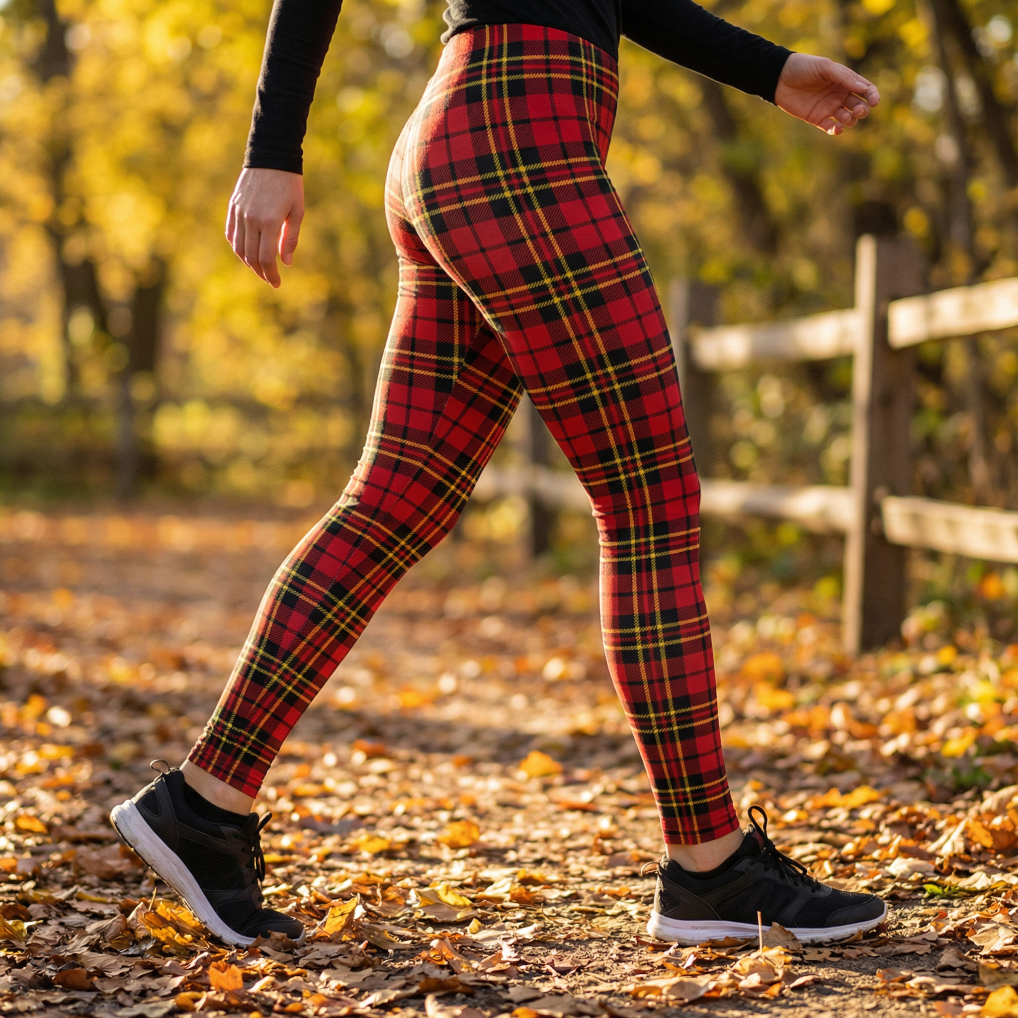 Red Plaid Tartan Leggings