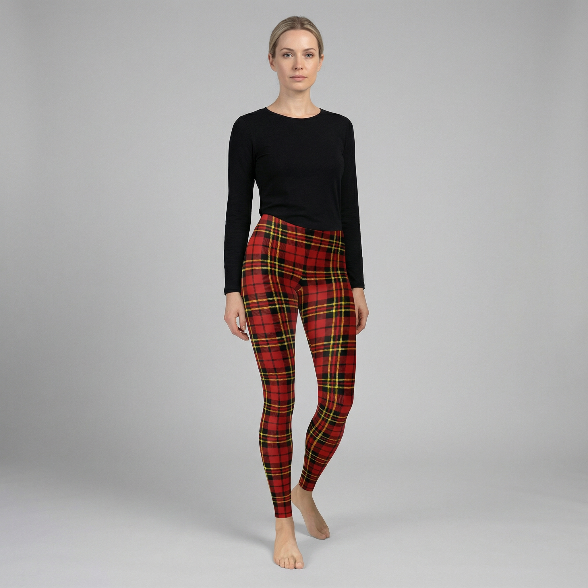Red Plaid Tartan Leggings
