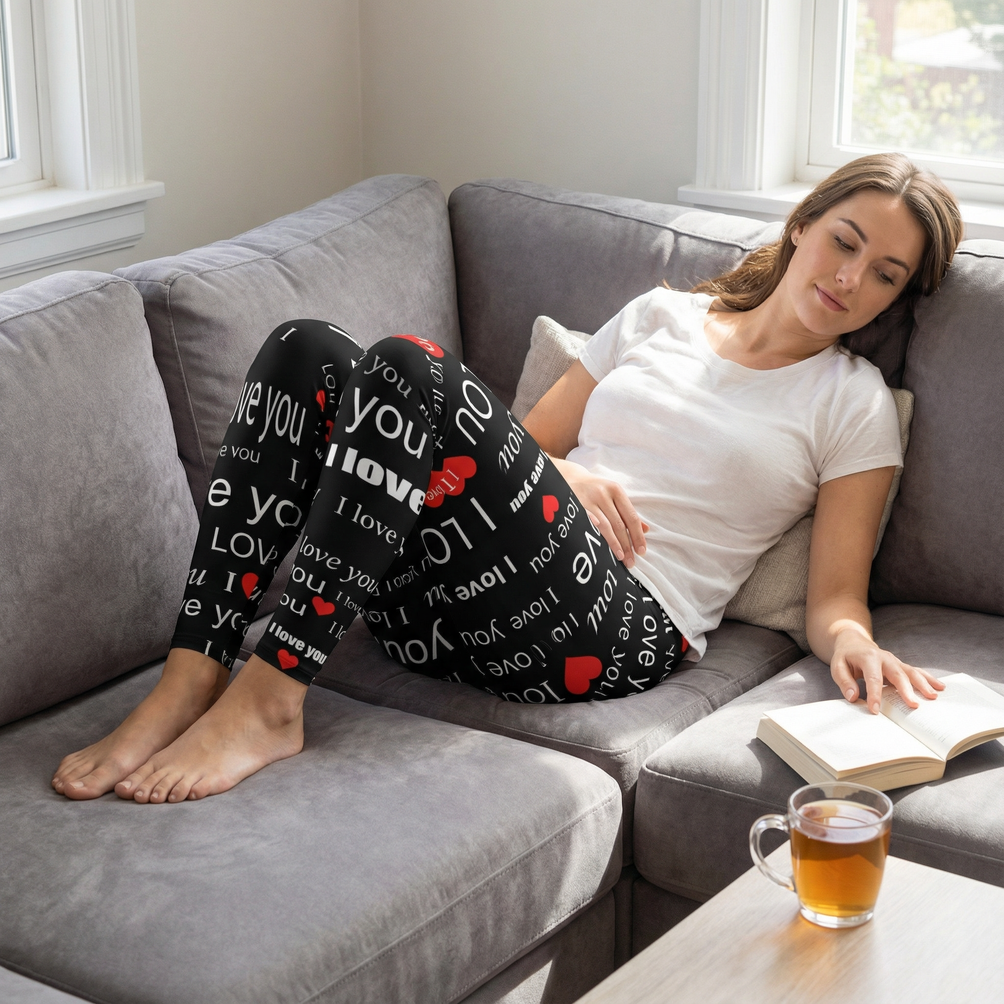 I Love You Black Leggings